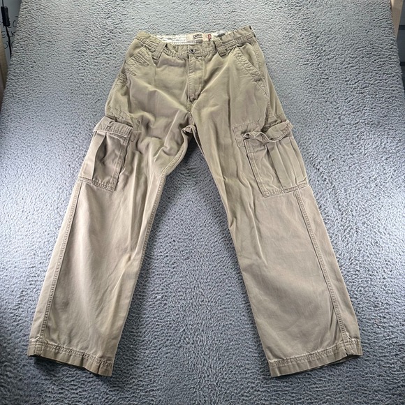 Vintage Levi's Pant Mens 30x30 Brown Cotton Cargo Straight Loose Baggy Workwear
